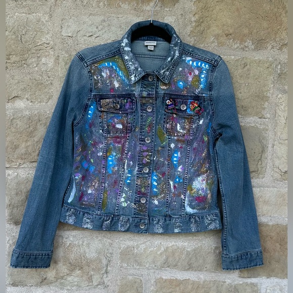 Merona Blue Jean Jacket with Colorful Accents - Picture 1 of 6